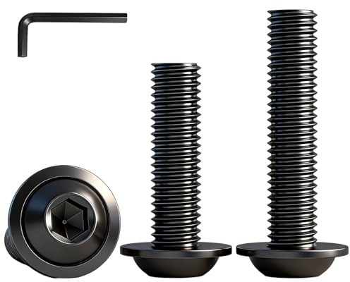 YOOZIYA 20 Pezzi M5x10mm Viti a Testa Bombata con Flangia,Viti a Macchina in Acciaio Inox A2 V2A 304,Nero Vite a Brugola con Chiave Esagonale