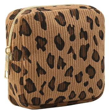 ARYIMYDP Neceser Maquillaje Mujer Pana Leopardo, Bolsa Pequeña Higiene con Cremallera, Organizador Viaje Diario, bolsa maquillaje compresas bolso neceser aseo accesorio práctico regalo diario
