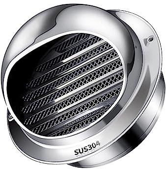 Rund kanal väggventilationskeps med Louvered design, rostfritt stål ventilhuva, inbyggd Sn Mesh, droppdeflektor, enkel installation, paketet inkluderar handskar