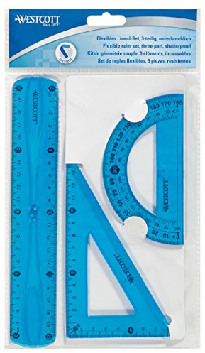 Westcott 10301 00 Règle flexible, 3 pièces, plastique Lot de 3 couleurs assorties