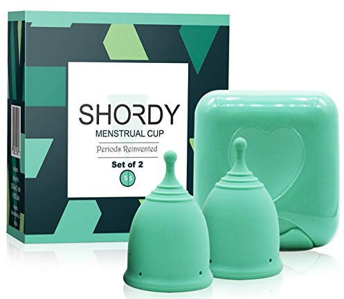 SHORDY Menstrual Cups, Set of 2 with Mini Box, Period Cup Made with Medical Grade Silicone, Feminine Hygiene and Safe, Better Alternative to Sanitary Pads and Tampons - Small