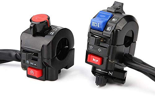 KIMISS comandi moto manubrio,1 paio di universale 7/8inch manubrio del motociclo clacson interruttore di controllo di avvio della luce di direzione(plastica + alluminio) Nero