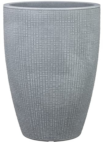 Scheurich Barceo High 54, Hochgefäß/Blumentopf/Pflanzenkübel, rund, Farbe: Stony Grey, hergestellt mit recyceltem Kunststoff, 10 Jahre Garantie, für den Außenbereich