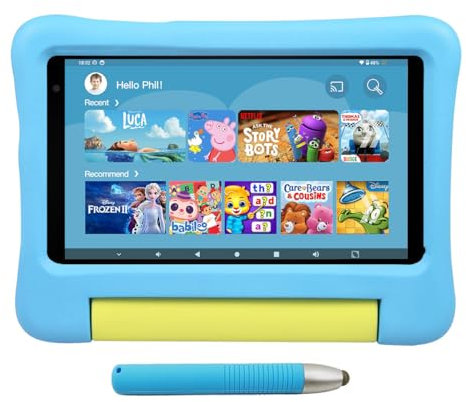 KYASTER Kinder Tablet, 7 Zoll 5G WiFi6 Android 12 Tablet für Kinder, Full HD 1920x1200 IPS Bildschirm, 2GB +32GB, elterliche Kontrollen Spiel Bildung Apps, Kindersicheres Gehäuse mit Stift