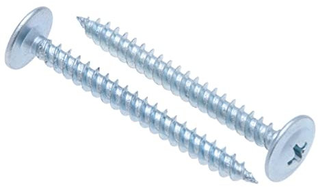 4.2mm X 50mm Vis autotaraudeuses Phillips à tête plate, Vis en acier zingué, Fil fin, Vis Métaux Tête bombee Embase collerette pour tôle, Plaque de plâtre et bois (25 pcs)