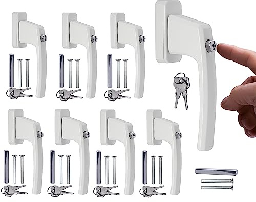 Stahlia Låsbara fönsterhandtag ergonomiska aluminium 8 stycken fönsterhandtag vita altandörrhandtag balkongdörrhandtag handtag handtag för fönster balkongdörr inbrottsskydd fönster tryckknapp terrassdörrhandtag