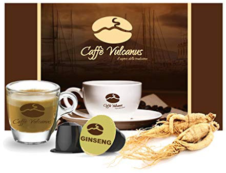 Caffè Vulcanus - 80 capsules avec boisson soluble au ginseng - Capsules compatibles avec Nespresso