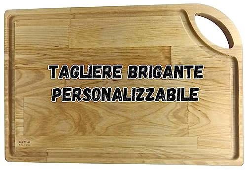 WOOD YOU Tagliere Cucina Grande in Legno di Faggio, Professionale, Con Maniglia e Sgocciolatoio, Personalizzabile, Idea Regalo, 45x30x2 cm, Made in Italy