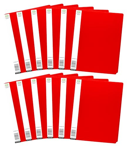 Pack of 12 - A4 Presentation RED Display Book with 20 Pockets Project Folder Display Document Folders with Plastic Sleeves for Offices Reports, Documents, Music Sheets, Artwork, School Projects.