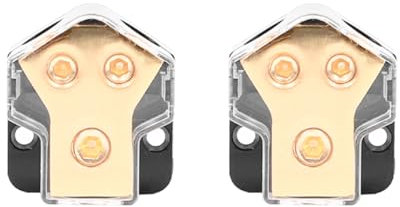 ANCLLO 2 pièces 0/2/4 jauge en 4/8 jauge Sortie 2 Voies amplificateur cuivre Bloc de Distribution de Puissance pour séparateur Audio de Voiture pour Bateau de Voiture Automobile