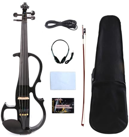 WUQIMUSC Electric Viola 16 Solid Wood Viola with Ebony Fittings, Carry Bag and Accessories Included for Professionals, Beginners & Students (Black)