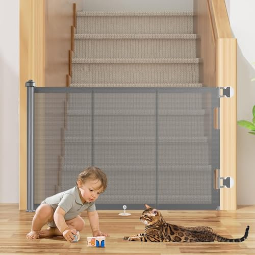 Einziehbares Hundegitter ohne Bohren, Kein Bohrer Ausziehbare Babygitter für Treppen Erweiterbar auf bis zu 150 cm breites Hundegitter für Türen, Flure, drinnen und draußen
