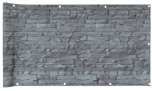 vidaXL Balkon-Sichtschutz Steinoptik Grau 300x75 cm PVC