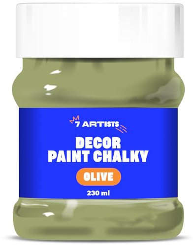 7 Artists Olive Chalk Chalk Paint for Furniture & Crafts - Wood & Chalky Finish - 230 ml
