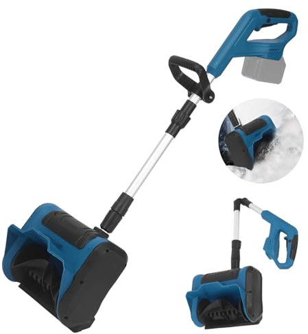 Akku-Schneefräse, elektrische Schneebürst für Makita 18V Batterie, Faltbare Elektrische Schneefräse mit Teleskopstange, 20cm maximale Schneehöhe, 8m Wurfweite, für Alle Straßen