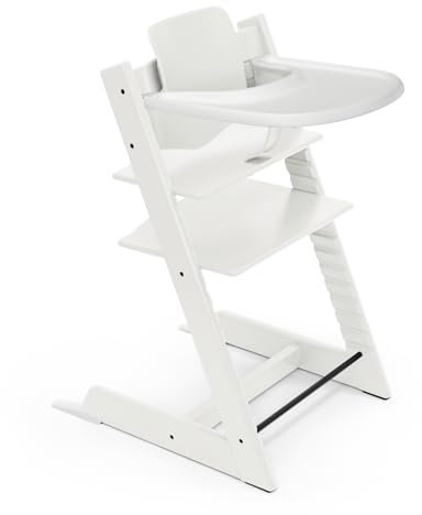 Trona Tripp Trapp de Stokke (White) con Bandeja Stokke (White) - Incluye Silla Tripp Trapp, Baby Set 2 para Niños de 6 a 36 Meses - Ajustable y Fácil de Limpiar