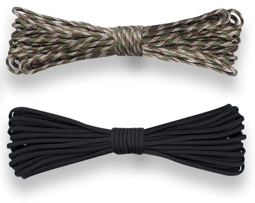 2 Pcs 33ft Paracord Rope,7-Strand Core,4mm Multifunction Paracord,Parachute Cord,100KG Breaking Strength,for Diy Bracelets,Making Lanyards,Keychain,Dog Leads,Camping(Two-tone,2 * 10m)