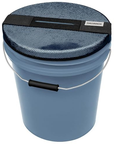 GALVANOX Mesh Lid for 5 Gallon Bucket, Compatible with Yeti Loadout Buckets - Boat Trash Can Cover for Fishing and Boating (Black)
