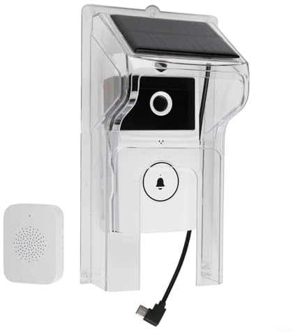 ZAMETTER Campanello senza fili WIFI con videocitofono ad energia solare, per esterni, resistente alle intemperie, con sistema audio bidirezionale, bianco (A)