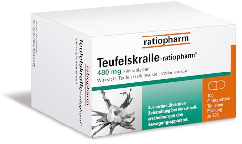 Teufelskralle-ratiopharm® 480 mg: Natürliche Hilfe gegen Gelenkschmerzen (z.B. bei Arthrose und Arthritis), 200 Filmtabletten