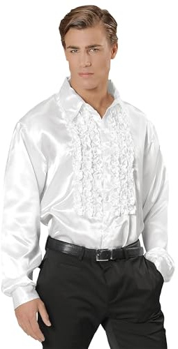 W WIDMANN MILANO Party Fashion - Camicia da uomo in raso a maniche lunghe in stile disco anni '70