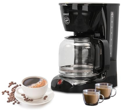 SOGO Cafetera de Goteo con Jarra Extraíble 1,8L Preparación Rápida - Gran Capacidad para 15 Tazas - Cafetera Eléctrica con Filtro Permanente - Cafetera con Jarra de Vidrio Resistente