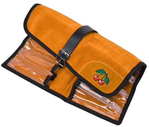 Kirschen Velourleder-Rolltasche für Stechbeitel leer (mit 12 Fächern, Werkeugaufbewahrung, Rolltasche) 3570000