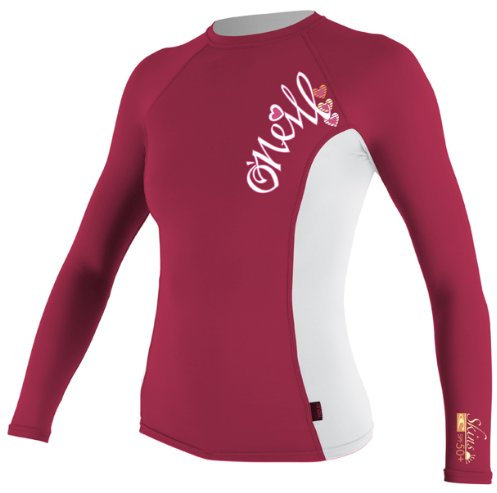 O'Neill Wetsuits Mädchen Skins Long Sleeve Crew, Rouge/White, 8