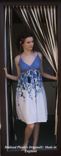 Heavy Duty Bug Blind,Fly Blind,Strip curtain, Door curtain-COFFEE & CREAM-(80cm wide-Standard UK door size)