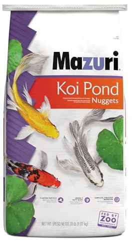 Mazuri Koi Floating Pond Nuggets, Floating Koi Fish Food for Ponds, 20 lbs