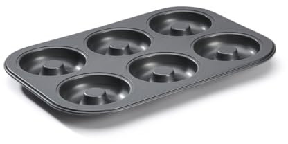 De Buyer - Plaque de 6 mini-Savarins en acier antiadhésif - Diamètre 8 cm - 31,5 x 21,5 x 2,2 cm -, Noir