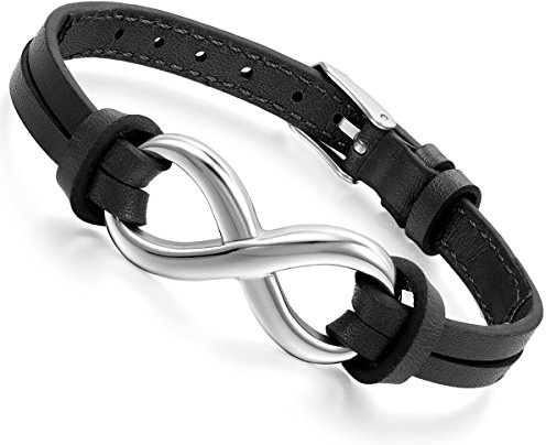 Flongo Läderarmband för män och kvinnor, elegant design, justerbar för daglig användning, 7 färger tillgängliga, originell present till alla hjärtans dag