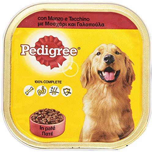 Pedigree Cibo per Cane con Manzo e Tacchino in Patè, Vaschetta 300 g - 20 Vaschette