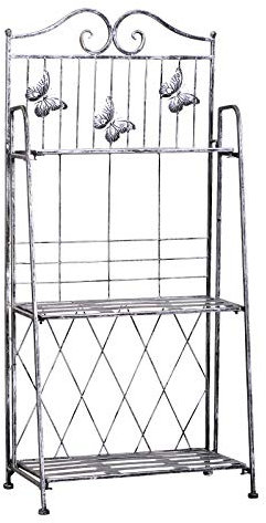 Outsunny 3 Tier Plant Stand Indoor Outdoor, Metal Plant Shelf Flower Display Rack for Potted Plants Garden Balcony Decor, 44 x 25 x 96 cm