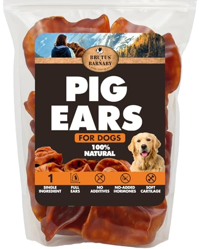 BRUTUS & BARNABY Whole Pig Ears for Dogs, 25 Ct. – All-Natural Single Ingredient Dog Chews, Slow Cooked & Fully Digestible Rawhide Alternative