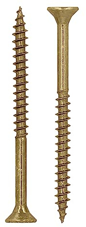 HELPMATE - Viti universali a testa svasata 4,5 x 60 giallo passivate - 250 viti per legno con attacco PZ 2 e filettatura parziale - Viti per truciolato per interni ed esterni protetti