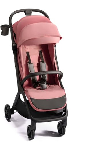 Kinderkraft NUBI 2 Poussette légère, jusqu'à 22 kg, poussette pliable automatique, capote imperméable avec filtre UPF50+, poids léger (8 kg), position allongée, ceintures de sécurité à 5 points, Rose