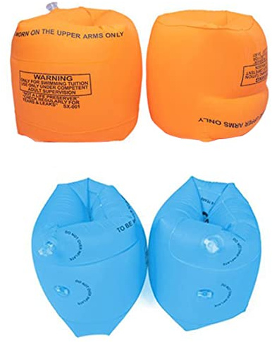 4 st simarmband uppblåsbart simarmband barn pool flottör armband för eftervård simning träning orange
