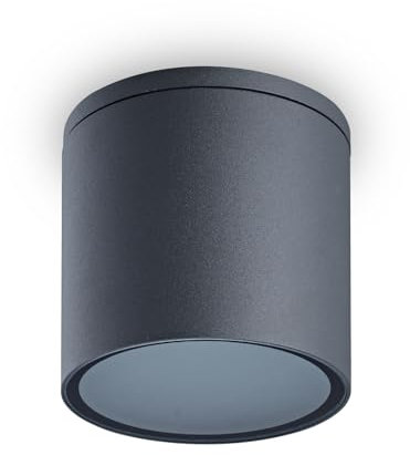 EBION Surface Mounted Downlight,IP54 Waterproof Outdoor Ceiling Light,GU10 Ceiling Spot Lights,Aluminum Round Ceiling Lighting Fixture for Bedroom,Living room,Bathroom,Hallway,Office,Anthracite,1 Pack