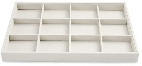 Papten vassoio per gioielli impilabile in iuta, cassetto portagioie, organizzatore di inserti per gioielli a 12 scomparti, espositore per bracciali (beige)