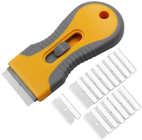 1pcs Grattoir plaque induction avec 15 Lames de rechange,Grattoir vitrocéramique,Grattoir plaque vitrocéramique,Lame grattoir,Scraper,Retractable,pour Nettoie,Vitres,Poêle,Autocollants