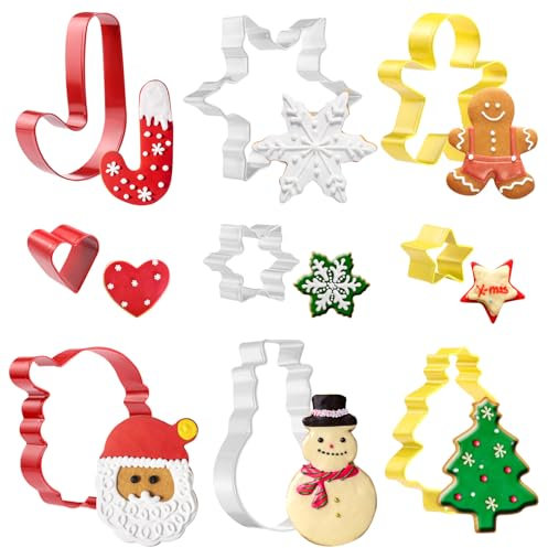 GWHOLE 9-teilig Ausstechformen Edelstahl Ausstecher Bunt Set Keksausstecher Plätzchenausstecher Cookie Cutter für Keks, Plätzchen, Fondant, Tortendekorationen