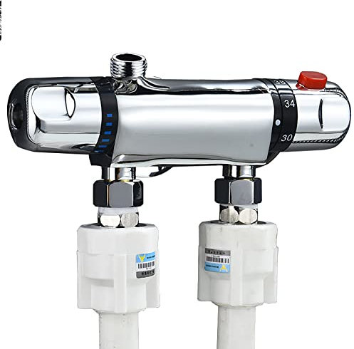 Yolispa Grifo de ducha termostático, válvula mezcladora de ducha termostática, grifo de pared, válvula de control de temperatura de agua fría caliente