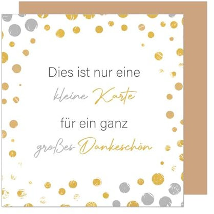 Edition Seidel Premium quadratische Glückwunschkarte mit Umschlag. Dankeskarte Grußkarte Danke Danksagung Dankeschön Mann Frau Freund Freundin gold silber (DQ105 SW025)