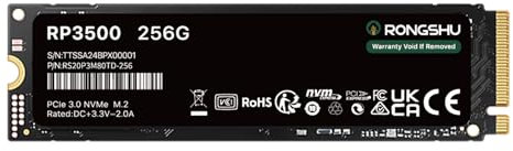 RONGSHU 256GB NVMe SSD M.2 PCIe Gen 3×4, fino a 3000 MB/s, M.2 2280 Unità a stato solido interna, cache SLC 3D NAND TLC compatibile con laptop e PC desktop (RP3500)