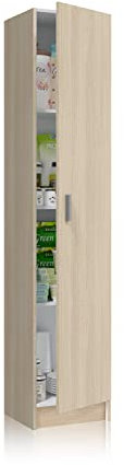 duehome | Armario Multiusos, 1 Puerta, Columna, Modelo Multi Useful, Acabado en Color Roble, Medidas: 37 cm (Ancho) x 182 cm (Alto) x 37 cm (Fondo)