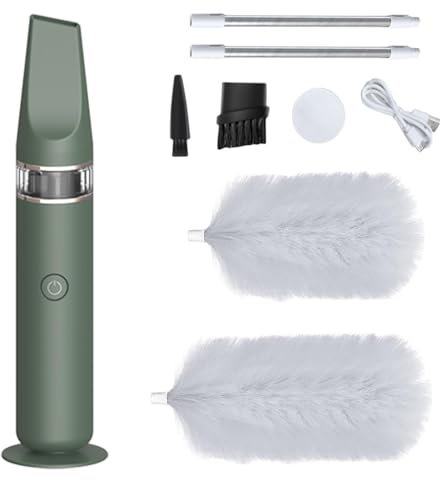 Spolverino elettrico – Spolverino rotante a 360° con manico telescopico, strumento di pulizia a batteria | spazzola per polvere rotante per uso domestico e ufficio, ideale per eliminare