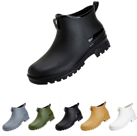 DFSDJEUW knee high boots Warehouse Women's Wellies Boots Ankle Boot Short Chelsea Booties Waterproof Rain Boot Wellingtons Shoe Wide Calf Outdoors Rainboots Slip on Non-slip Hiking Shoes Black 6.5