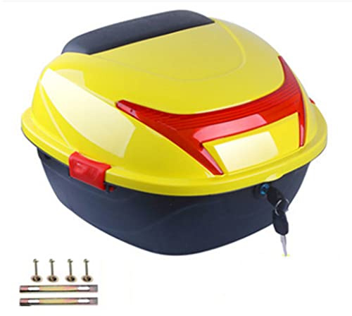 Glomora Motorcycle Rear Box Helmet Luggage Storage Top Case Large Capacity Universal for Electromobile (Amarillo limón tamaño Grande)