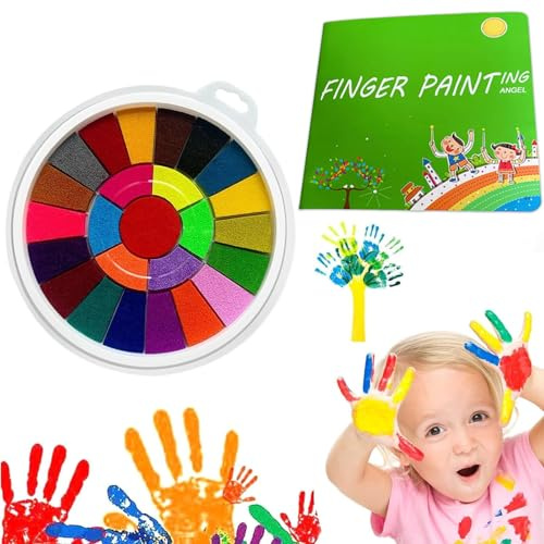 Wekuw Colori delle dita per bambini, atossici, set di 25 colori lavabile, con libro d'arte adatto ai bambini, colori puliti, ideali per il divertimento creativo